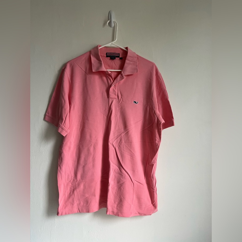LARGE Vineyard Vines short sleeve cotton polo shirt top pink men’s heritage